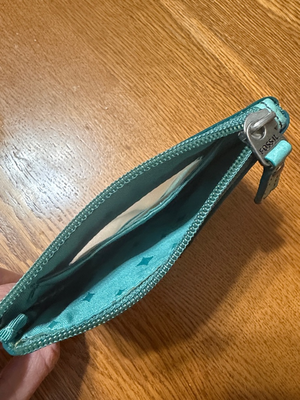 Fossil Turquoise Pebble Leather Zip Card/coin Pouch - Picture 5 of 7